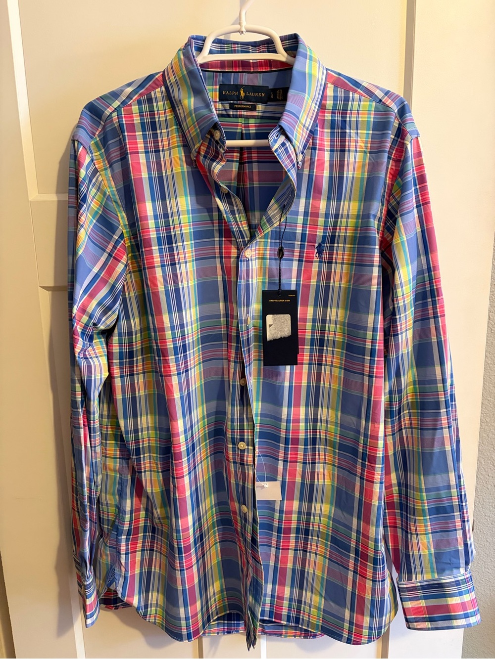 Ralph Lauren Men’s Blue Multi Plaid Button-Down Shirt NWT Performance Line